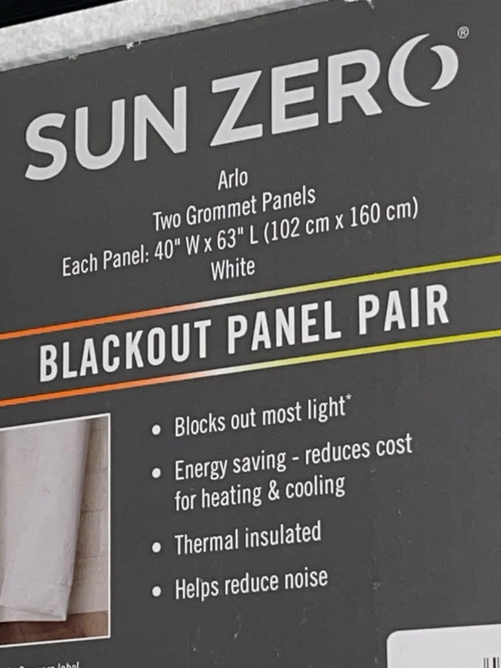 Sun Zero Blackout Grommet Curtain Set - 4 Panels for the $ of 2!  ARLO WHITE.